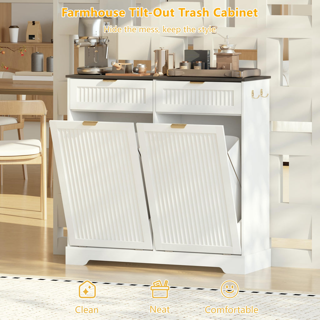 13 Gallon Tilt Out Trash Can Cabinet with Drawer P3632