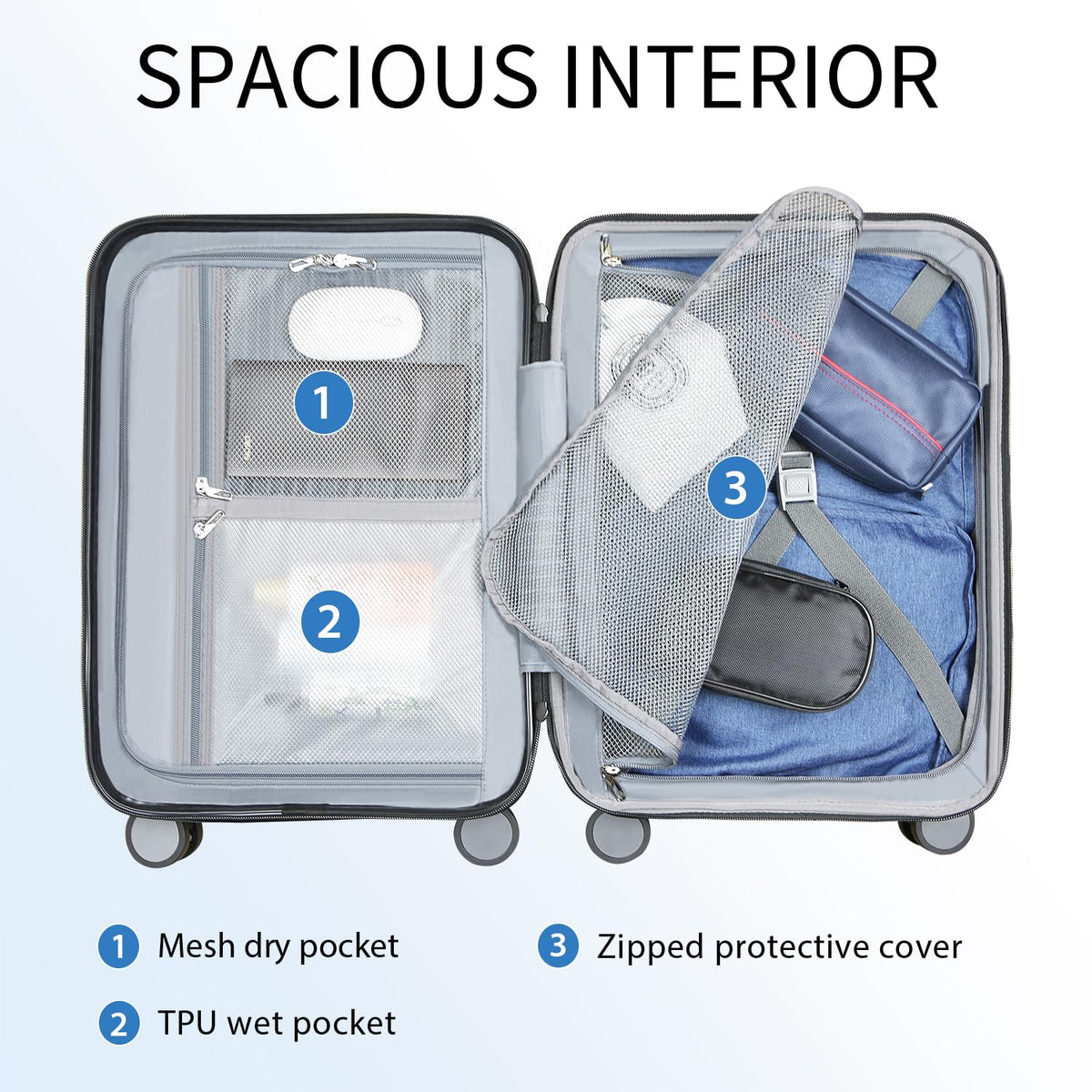 Hardside Expandable Carry On Luggage with Spinner Wheels, TSA Lock, USB Port, 20-Inch, White S8899