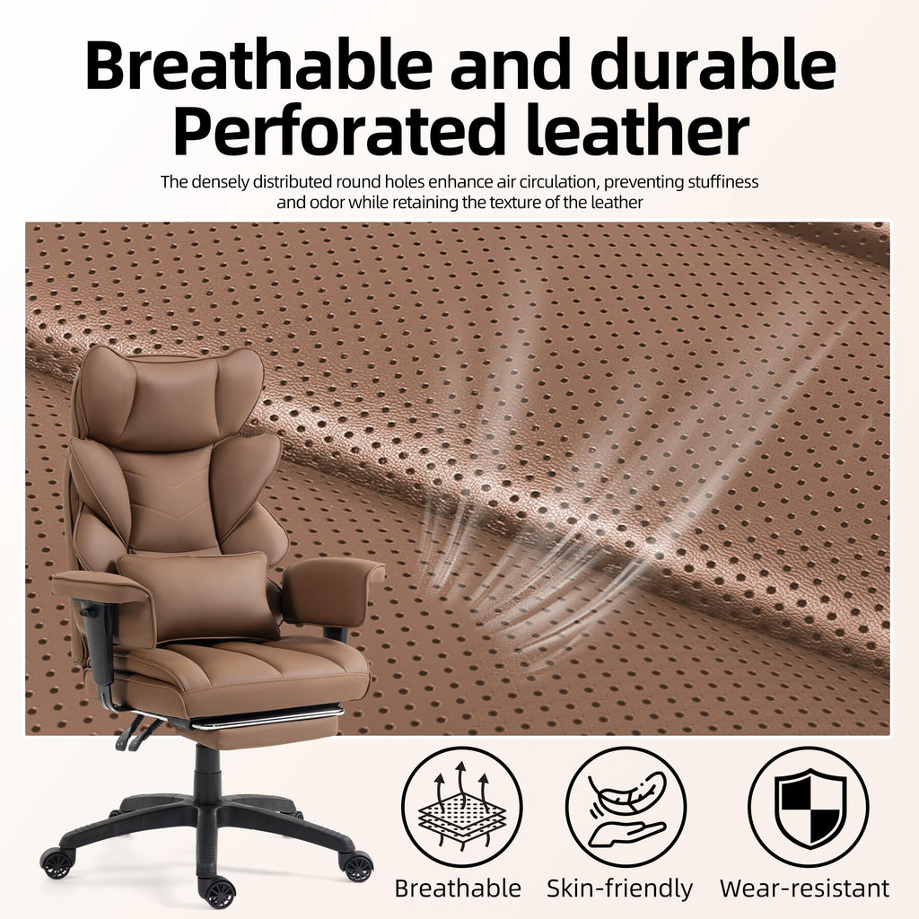 Brown Ergonomic Office Chair with Footrest S267886
