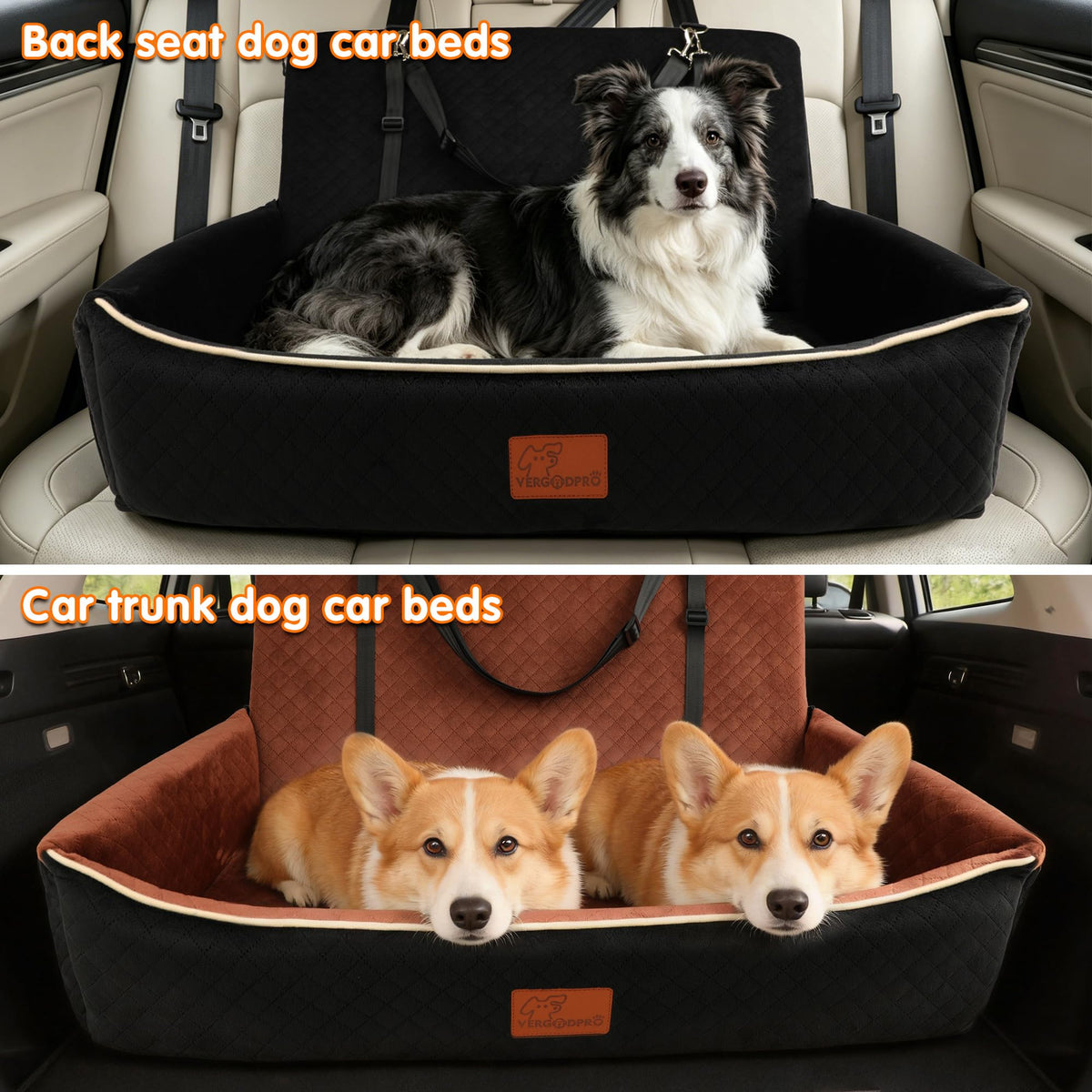 Large Dog Car Seat Portable Travel Dog Bed Velvet Memory Foam T7756