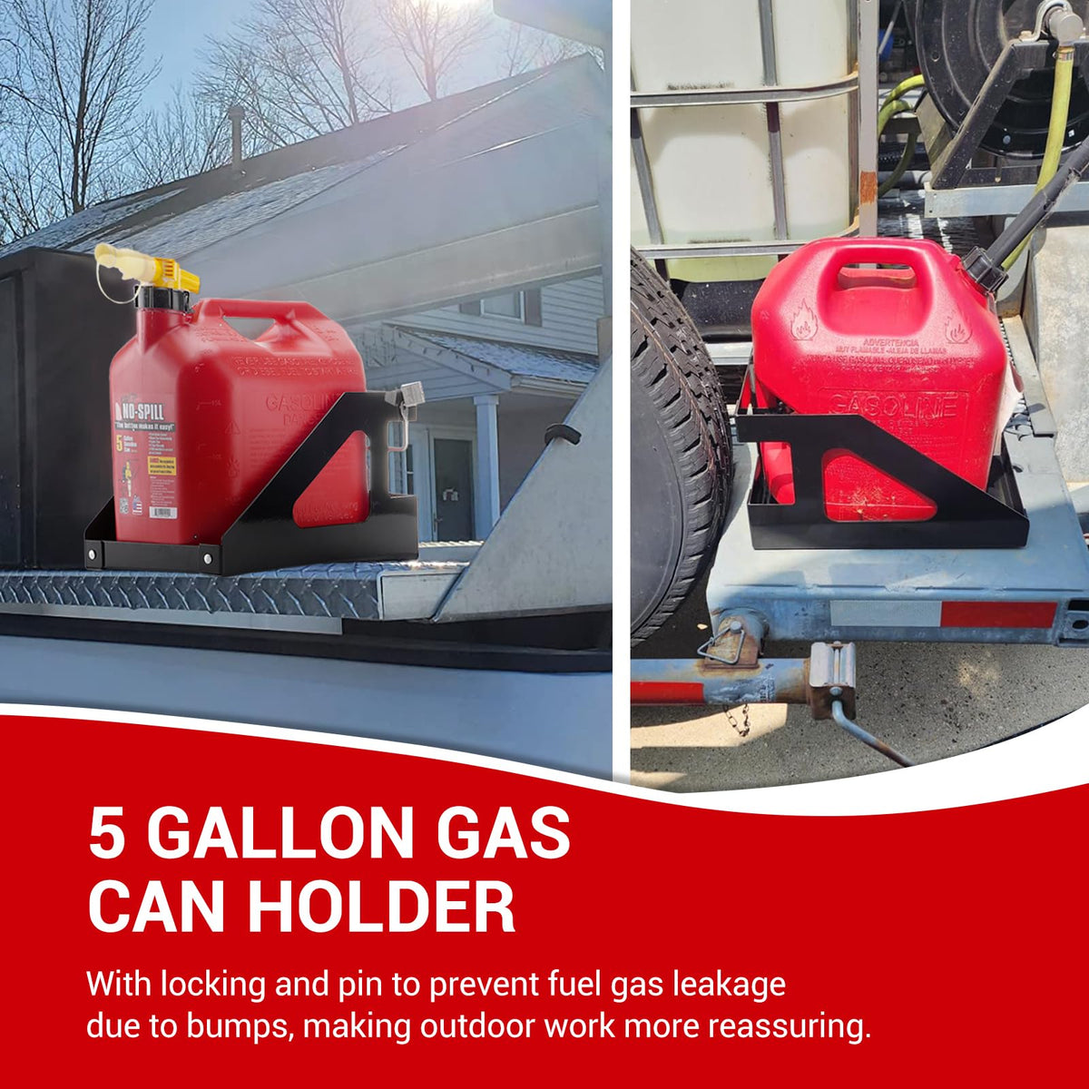 5 Gallon Trailer Gas Can Holder Rack K117623