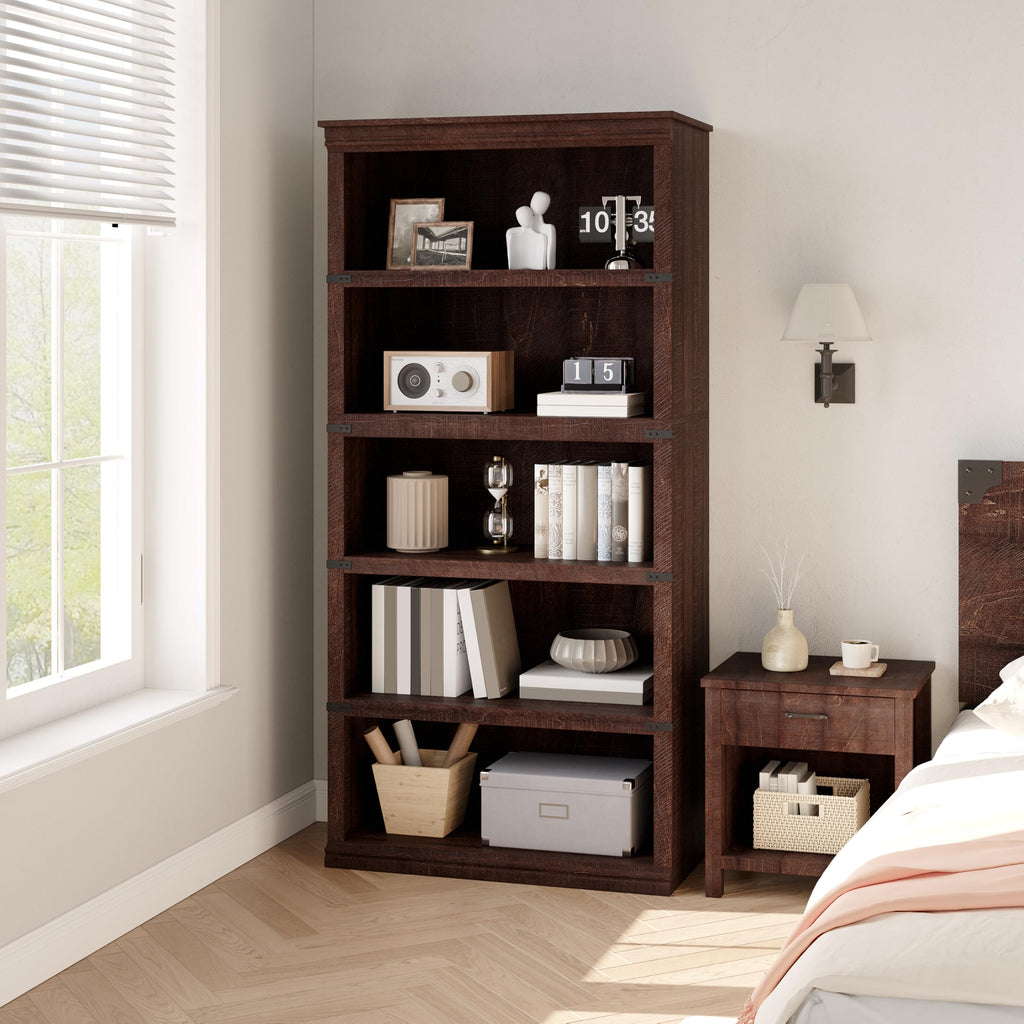 5-Tier Metal Bookcase with Adjustable Shelves N273