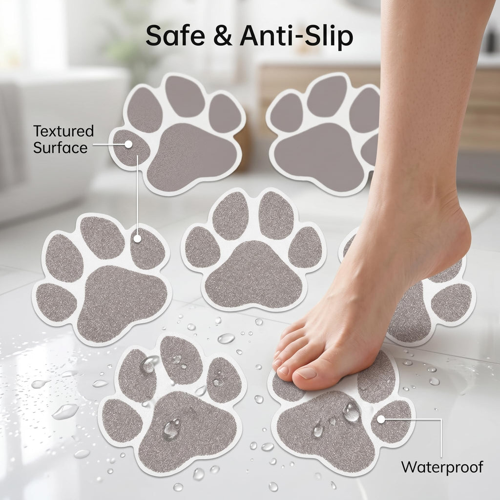 Grey Checkered Dog Paw Non Slip Stickers N377