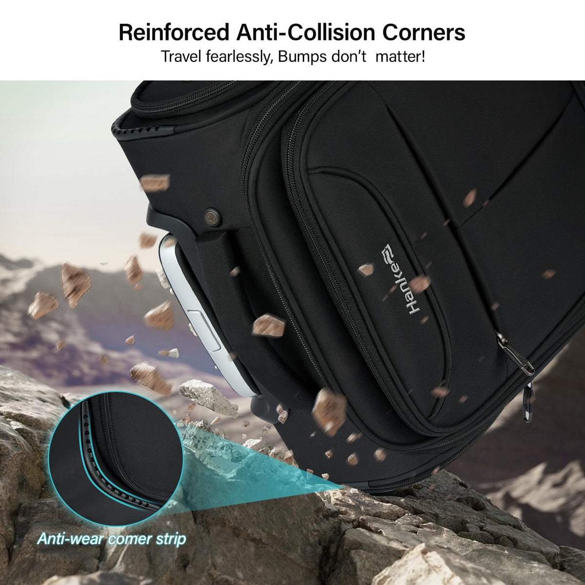 Black 16 Inch Underseat Carry On Luggage with Spinner Wheels T72056