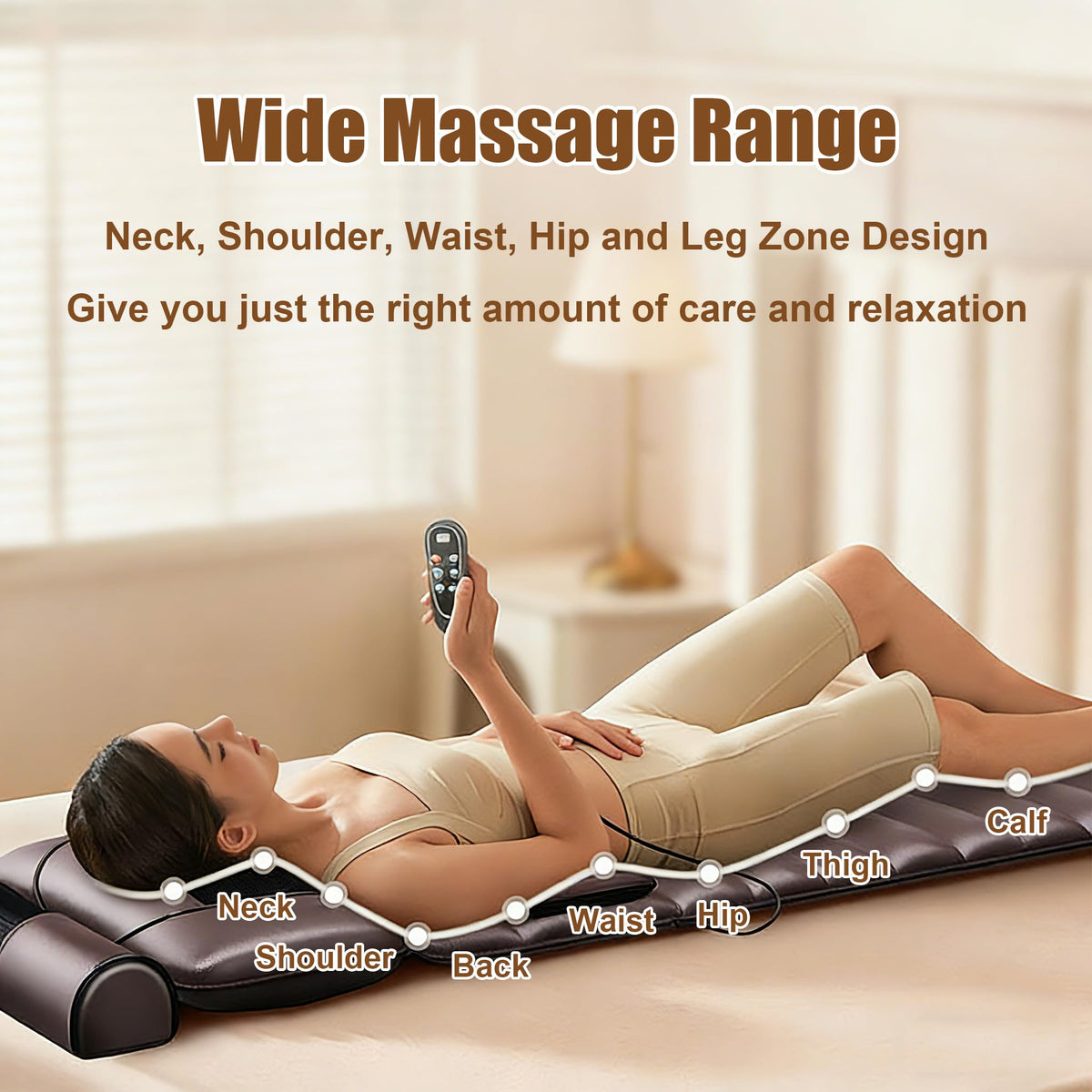 Brown Full Body Heating Massage Mat with Detachable Neck and Leg Massagers N329658