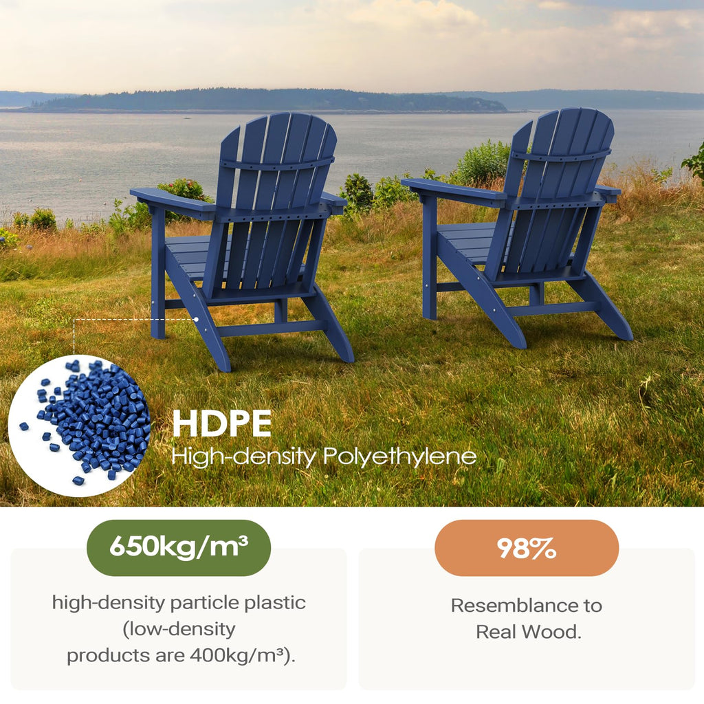 HDPE All-Weather Adirondack Chair 380 lbs Capacity Dark Blue C1653