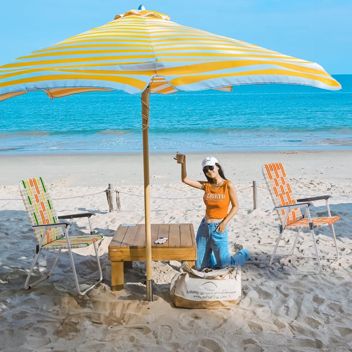 Set of 2 Webbed Folding Beach Chairs P5193
