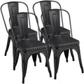 Black Cushioned Metal Dining Chairs Set of 4 V81396