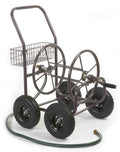 Four Wheel 250 Foot Capacity Steel Frame Water Hose Reel Cart with Basket X851912