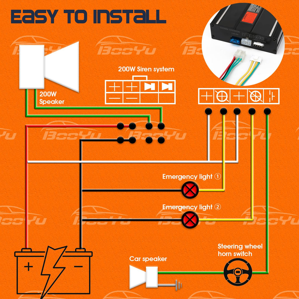 12V 200W 20 Tones Emergency Siren PA System K1039