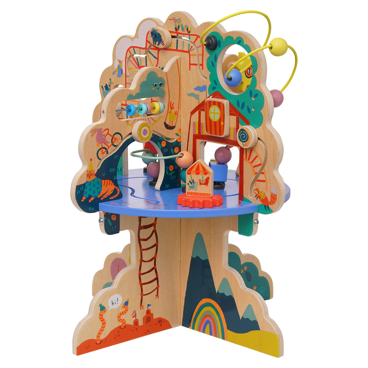 Wooden Toddler Activity Center with Bead Runs T494