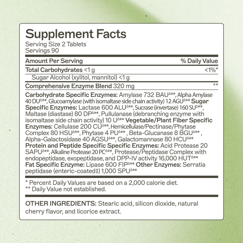 Chewable Digestive Enzymes 180 Tablets K9928