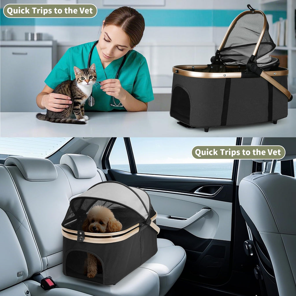 Double Pet Stroller with 4 Lockable Wheels J314