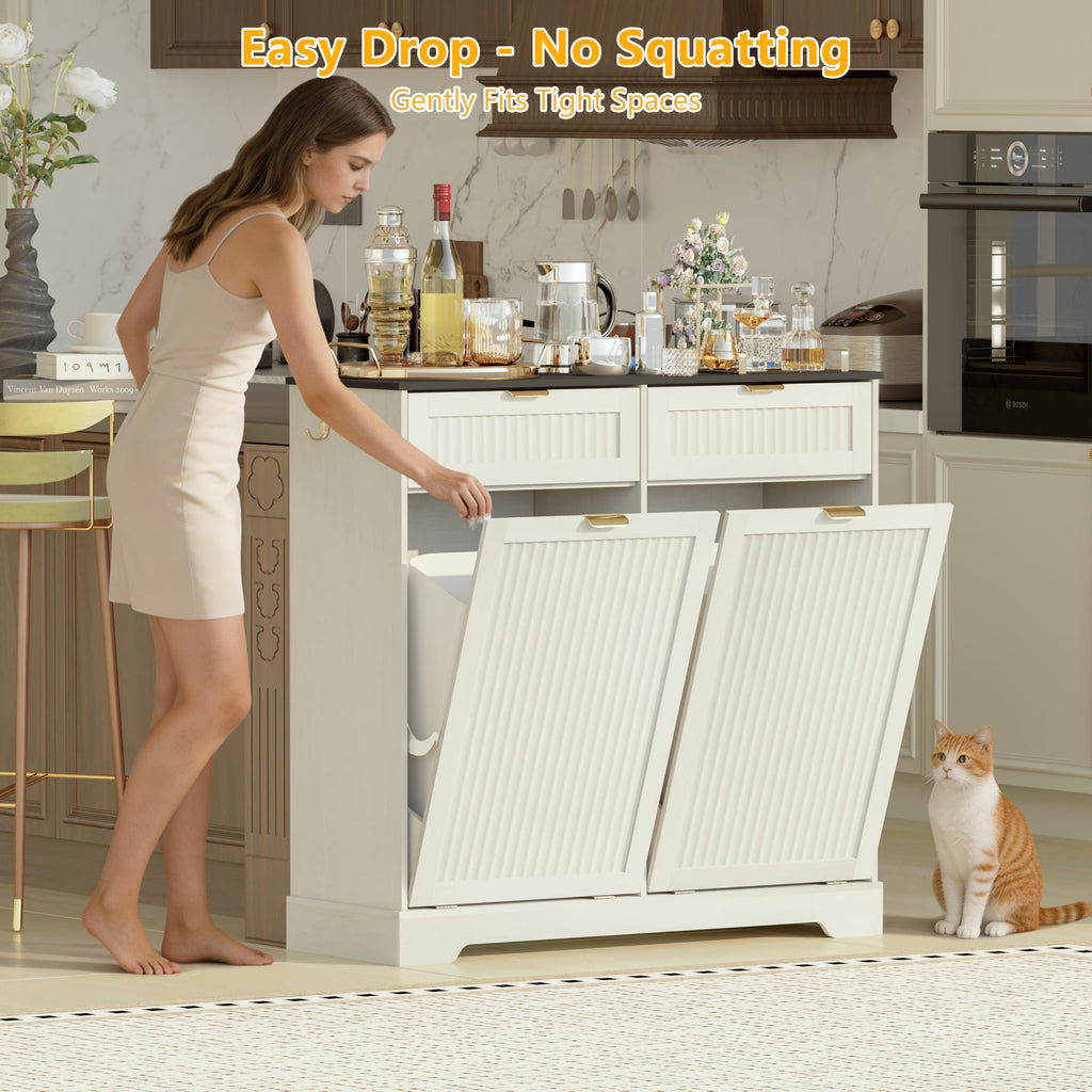 13 Gallon Tilt Out Trash Can Cabinet with Drawer P3632