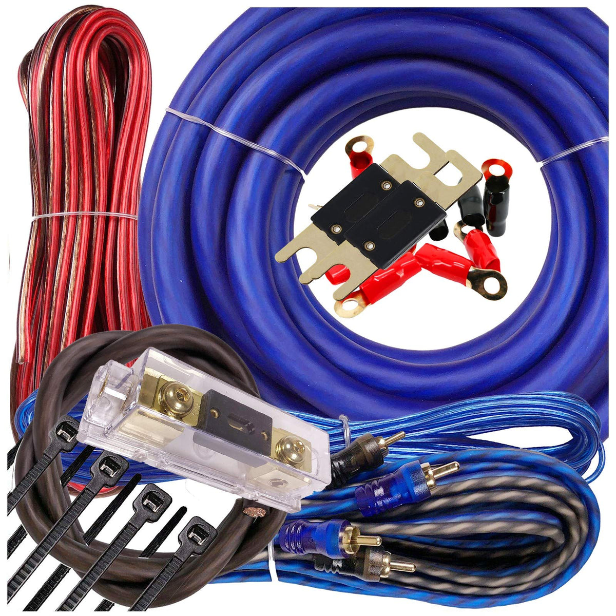 1/0 Gauge Amplifier Wiring Kit with 17 ft Power Wire Z44618