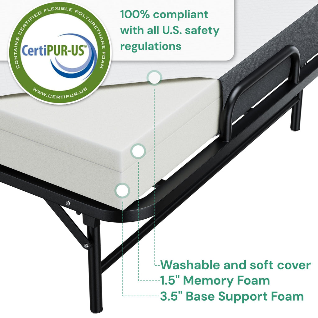 Twin Folding Bed with 5" Memory Foam Mattress U318