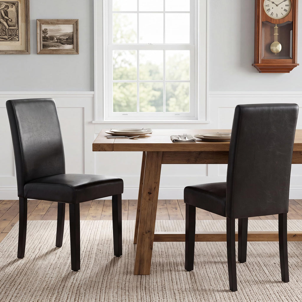 Black Upholstered Dining Chairs Set of 6 with Solid Wood Legs P164