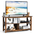 Brown 3 Tier Wood TV Stand with Open Shelves B13859