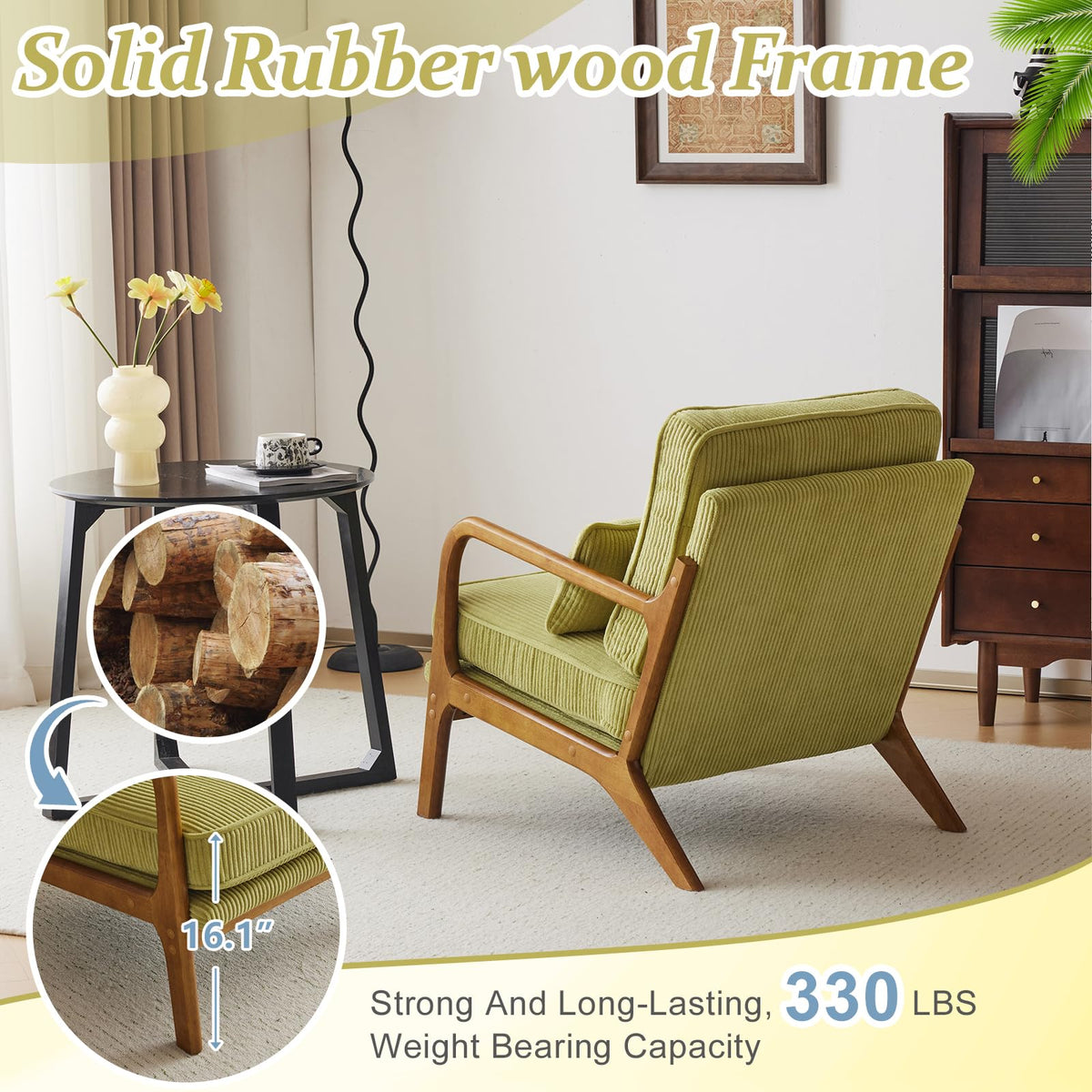 Green Corduroy Accent Chairs Set of 2 X6734