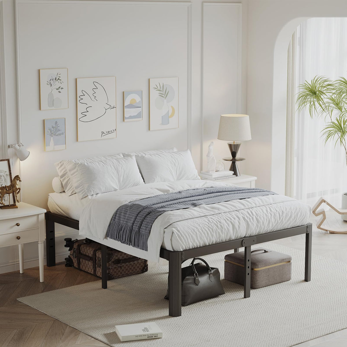18 Inch Metal Bed Frame Queen Size Black A7983