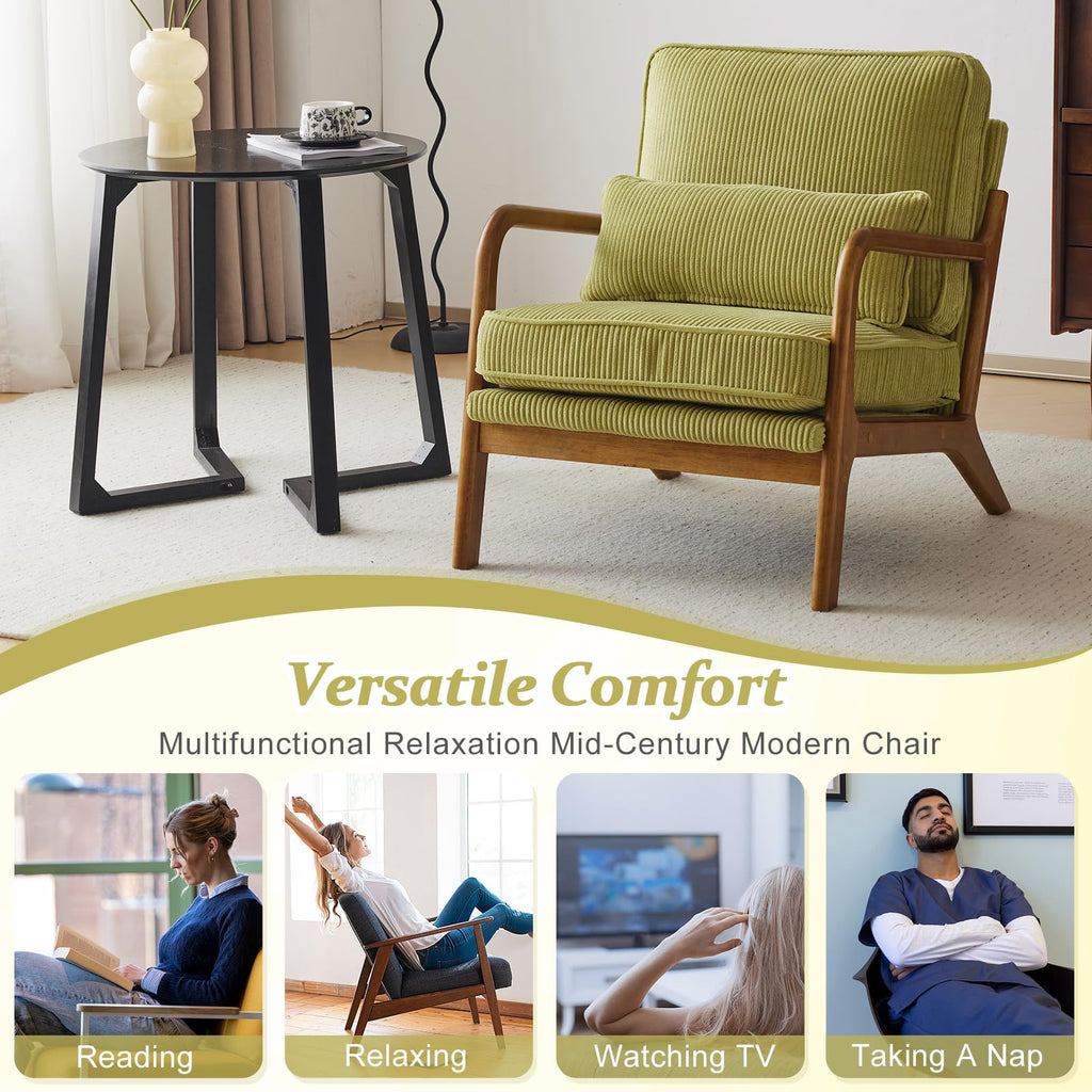 Green Corduroy Accent Chairs Set of 2 X6734