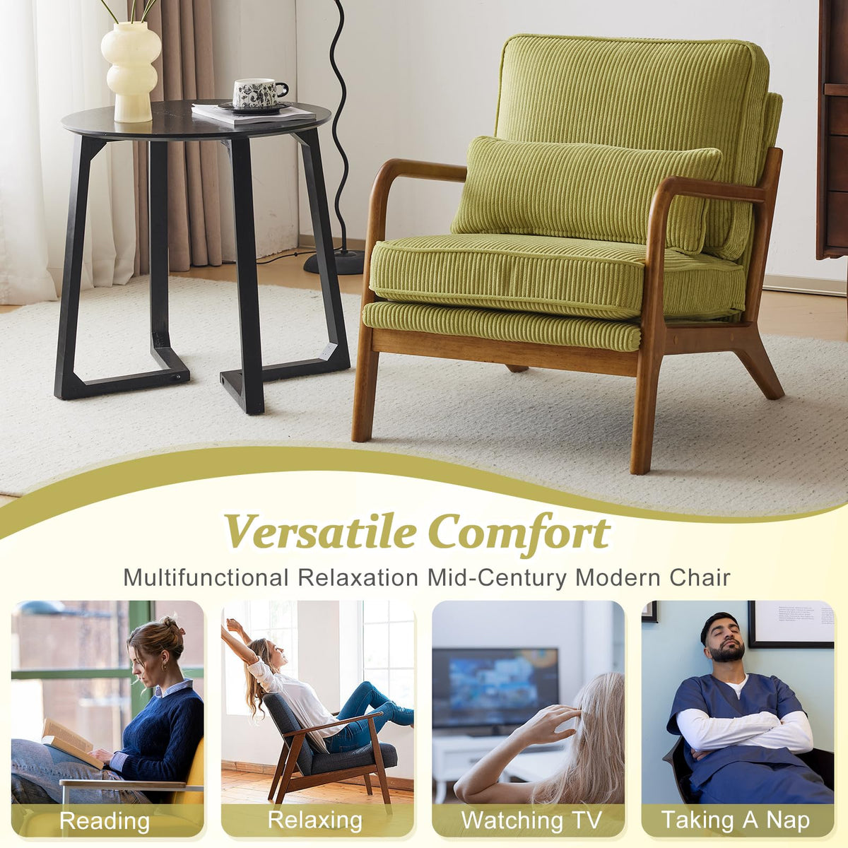 Green Corduroy Accent Chairs Set of 2 X6734
