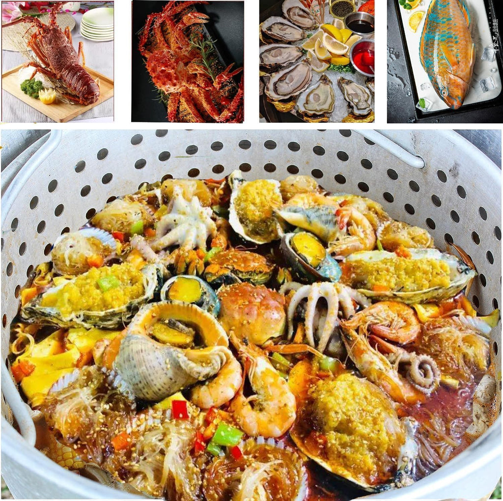 60 Qt Aluminum Seafood Boil Pot with Basket and Burner T1593