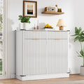 White 20 Gallon Tilt Out Trash Cabinet with Charging Station and 2 Drawers D93774