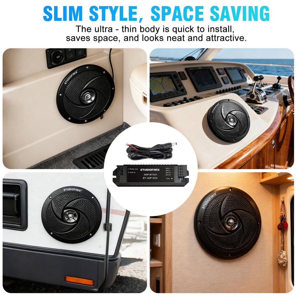 4 Inch 80W Bluetooth Waterproof Marine Speakers 2 Way Black M8373