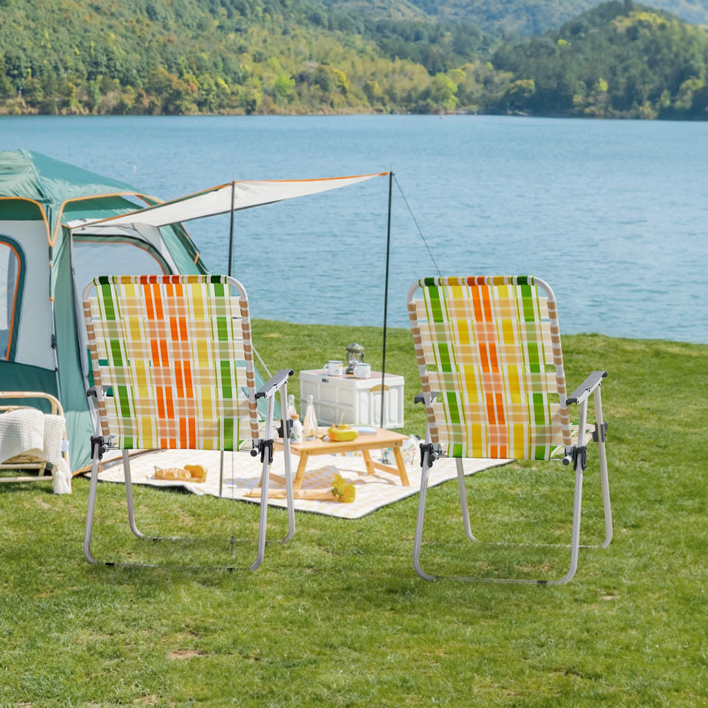 Set of 2 Webbed Folding Beach Chairs P5193
