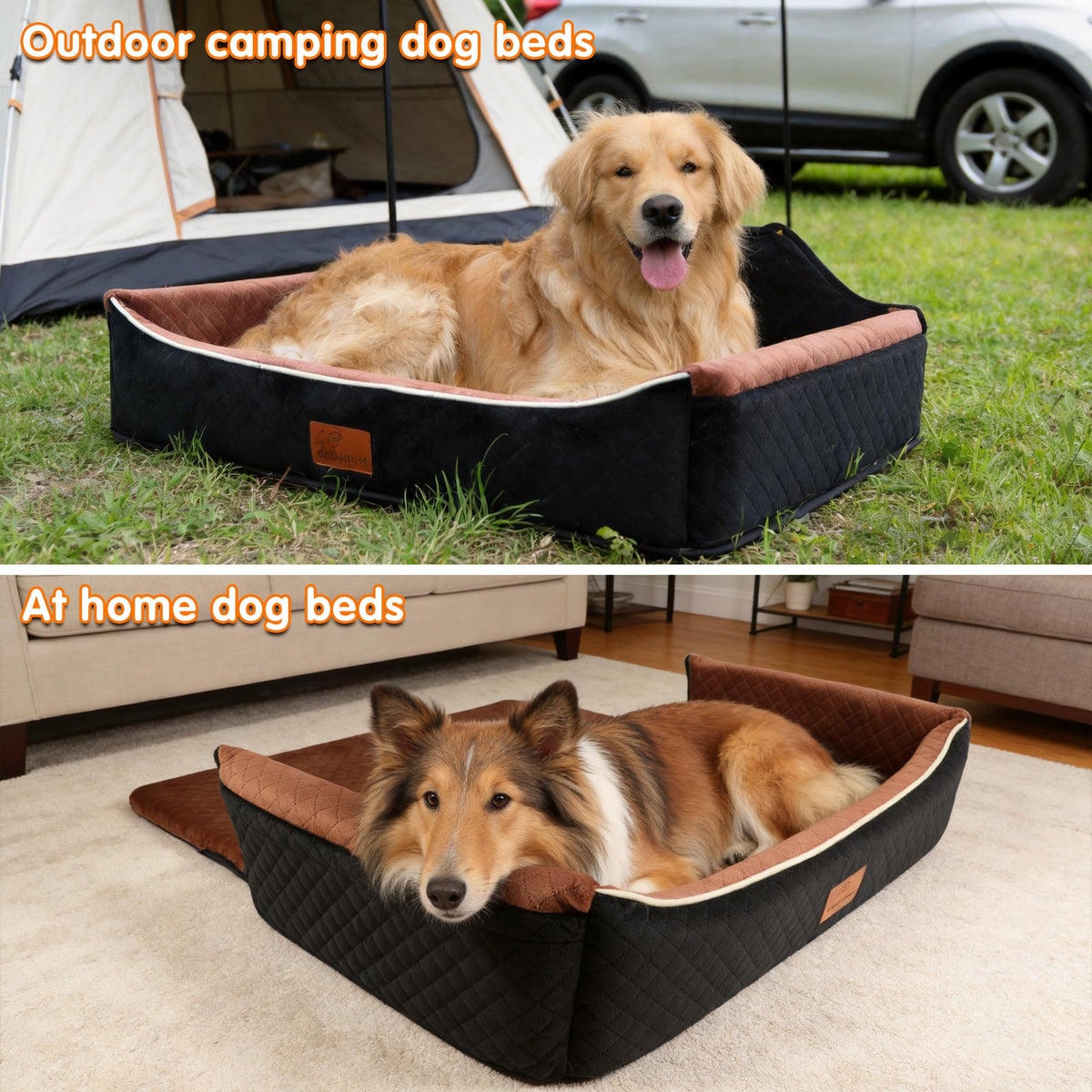 Large Dog Car Seat Portable Travel Dog Bed Velvet Memory Foam T7756