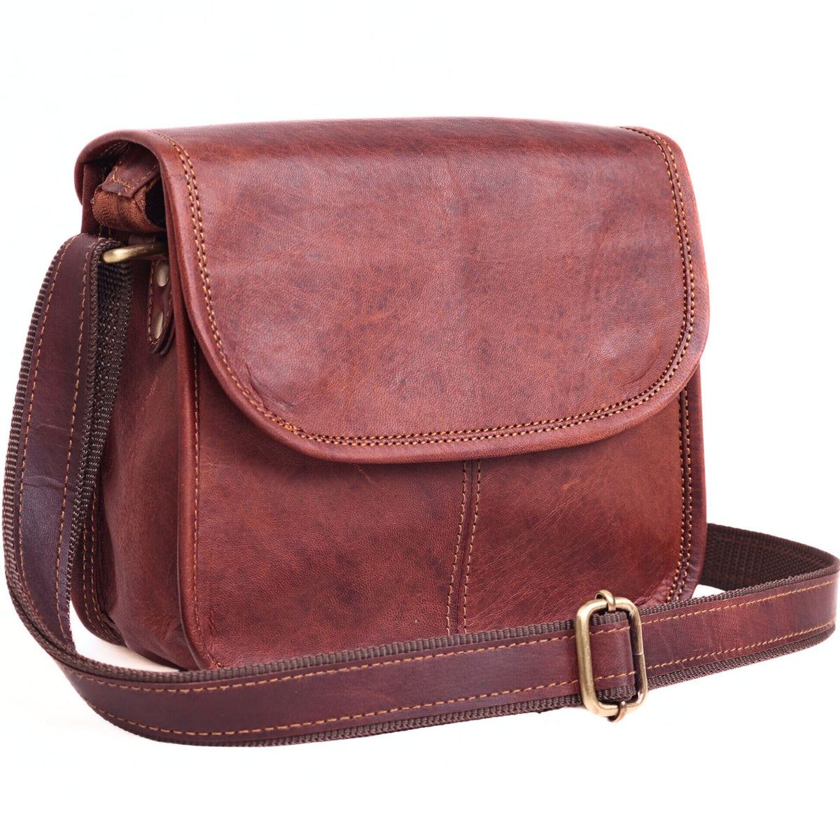 Brown Leather Crossbody Purse F765