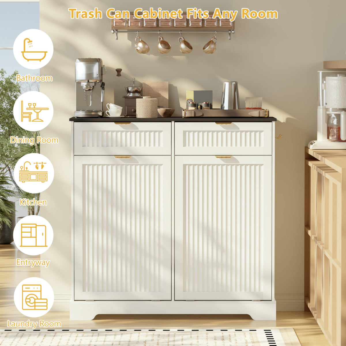 13 Gallon Tilt Out Trash Can Cabinet with Drawer P3632
