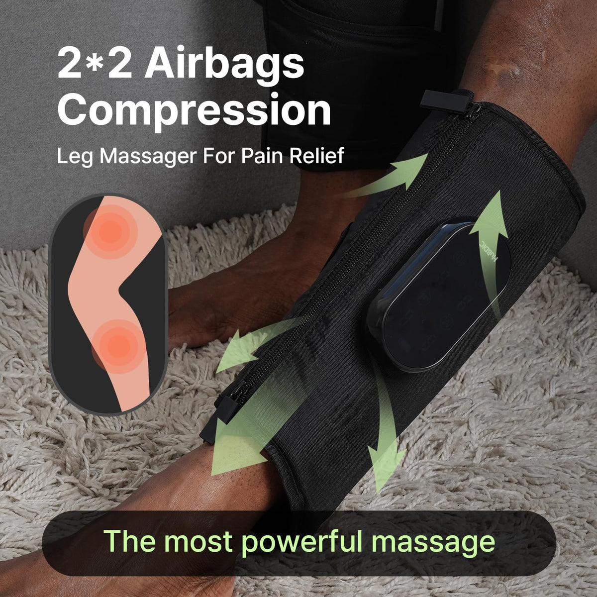Heated Air Compression Cordless Leg Massager with Extension (Pair) H3274