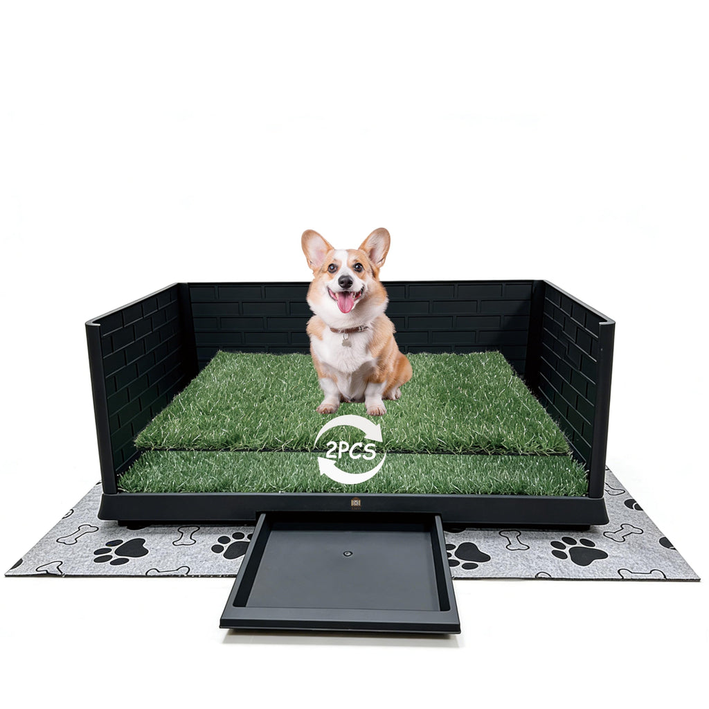 Dog Grass Pad with Tray, 30" X 20", with 2 Reusable Grass Pads Q94444