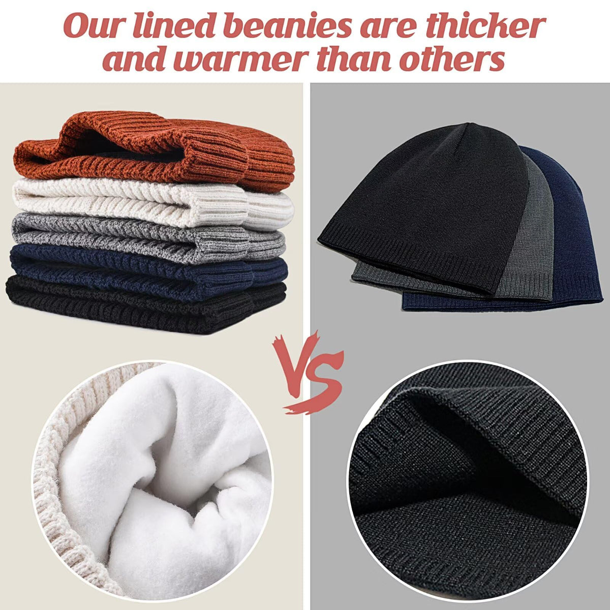 Merino Wool Knit Beanie Hat X498576