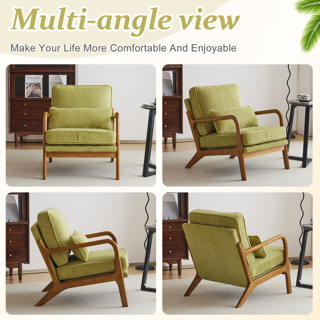 Green Corduroy Accent Chairs Set of 2 X6734