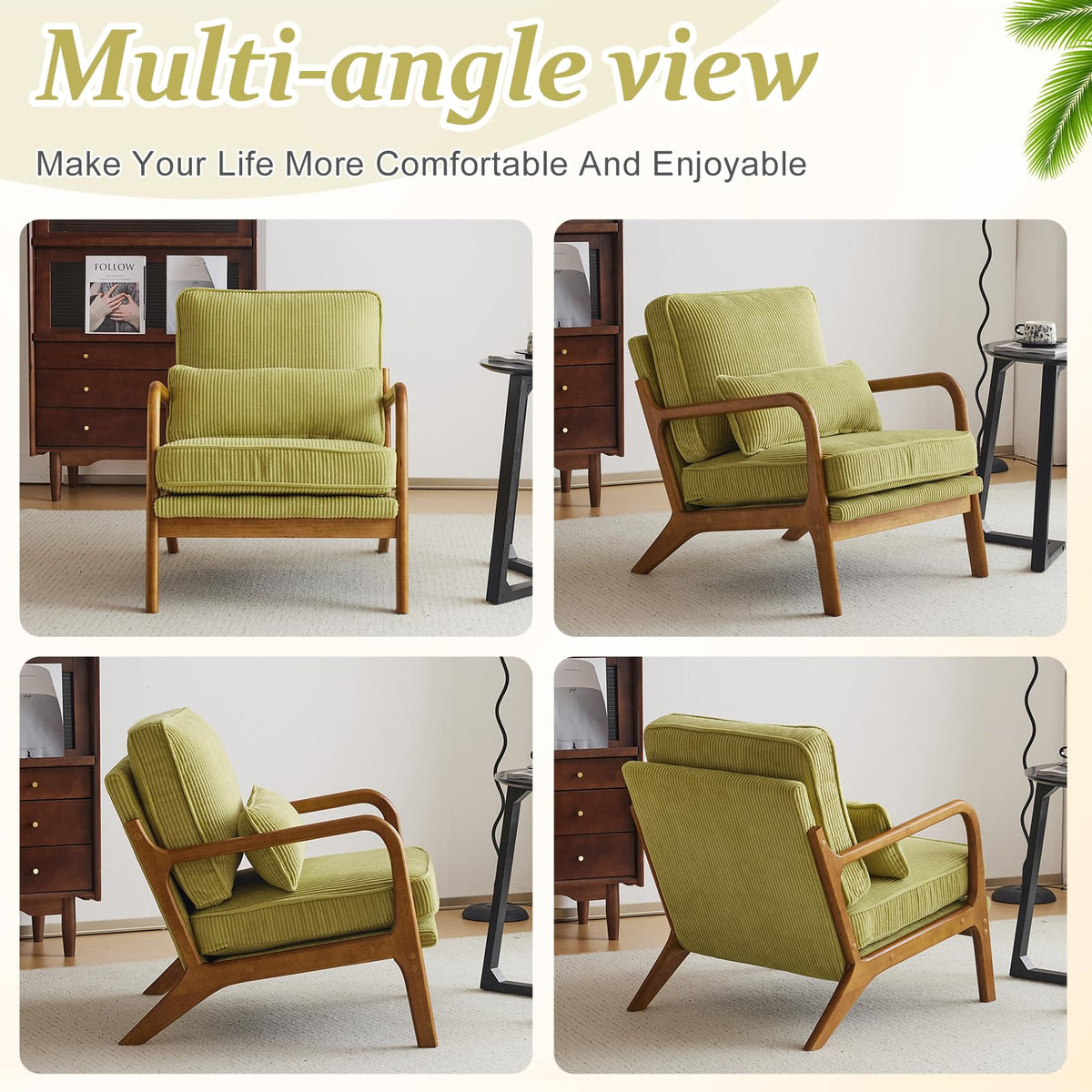 Green Corduroy Accent Chairs Set of 2 X6734