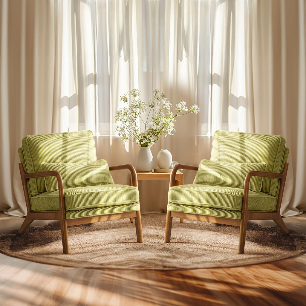 Green Corduroy Accent Chairs Set of 2 X6734