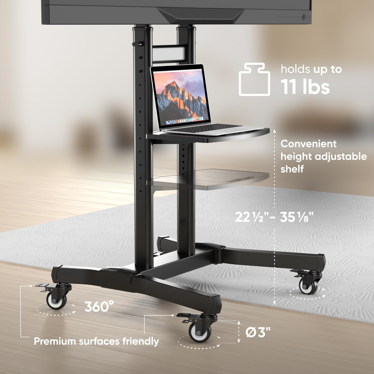 Mobile TV Stand 50-90 Inch Black W52128