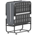 Folding Bed with Mattress, Twin Size, Portable Rollaway Bed on Wheels with Memory Mattress and Metal Frame Y65933