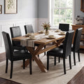 Black Upholstered Dining Chairs Set of 6 with Solid Wood Legs P164