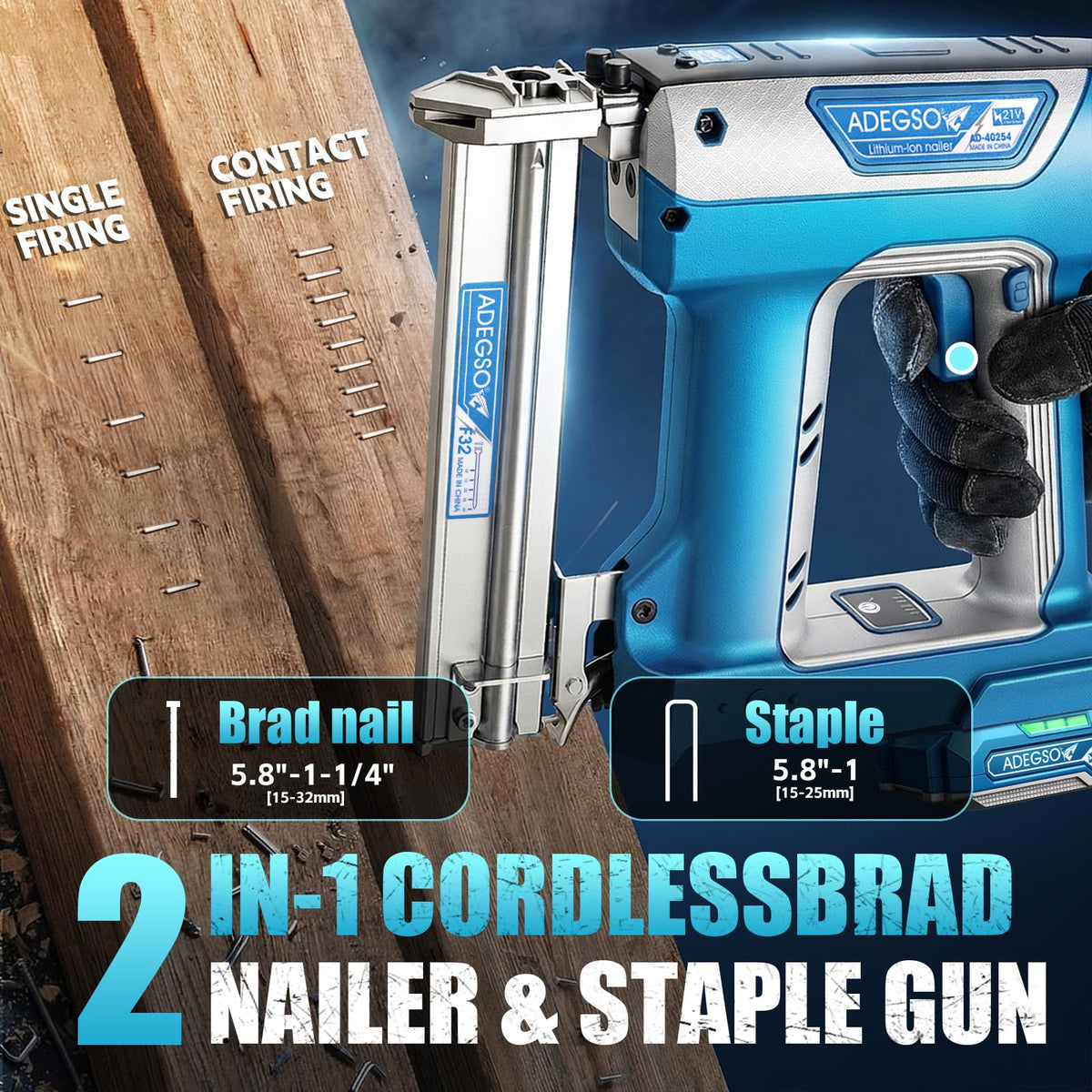 18 Gauge 2-in-1 Cordless Brad Nailer Stapler B78640