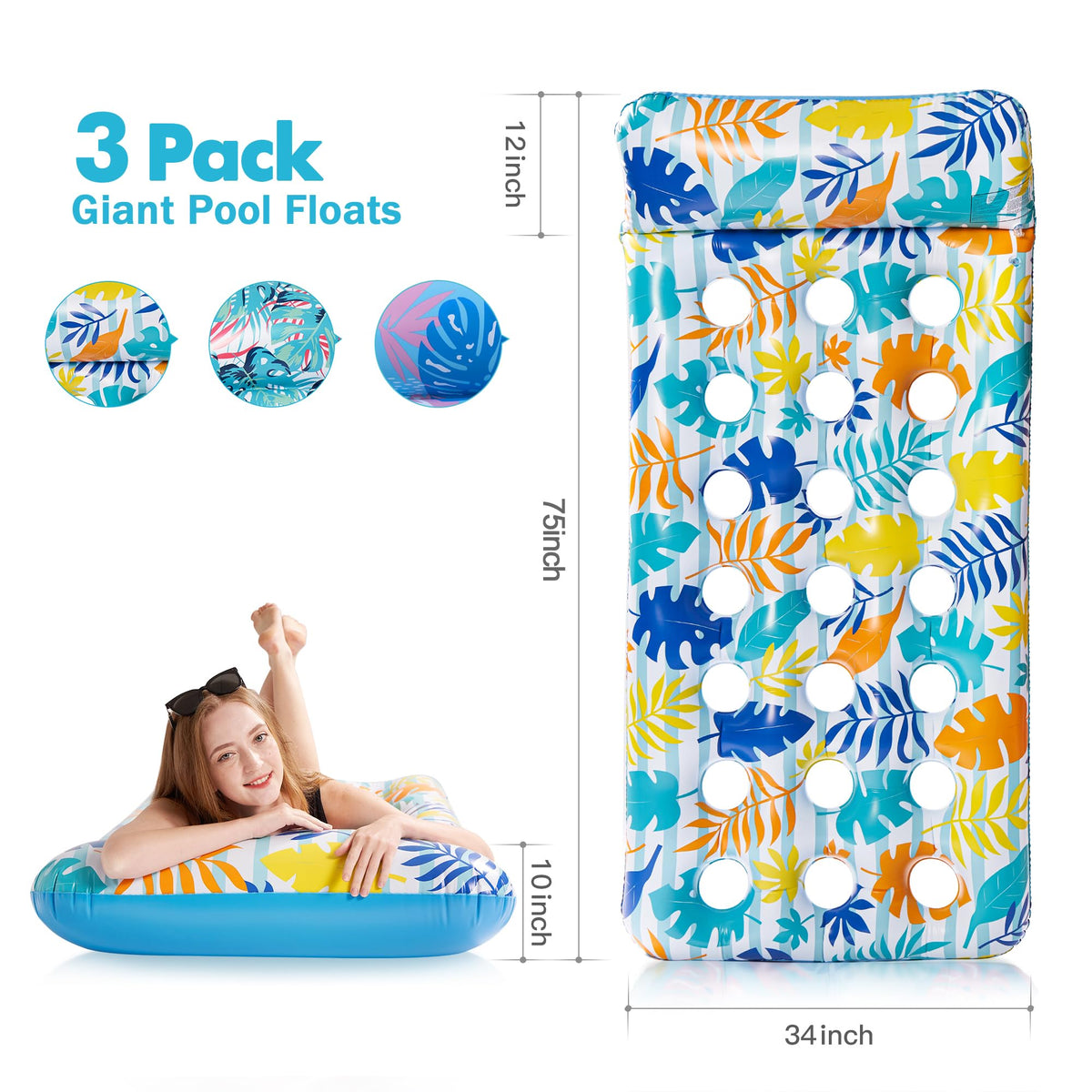 3 Pack Inflatable Pool Floats T259