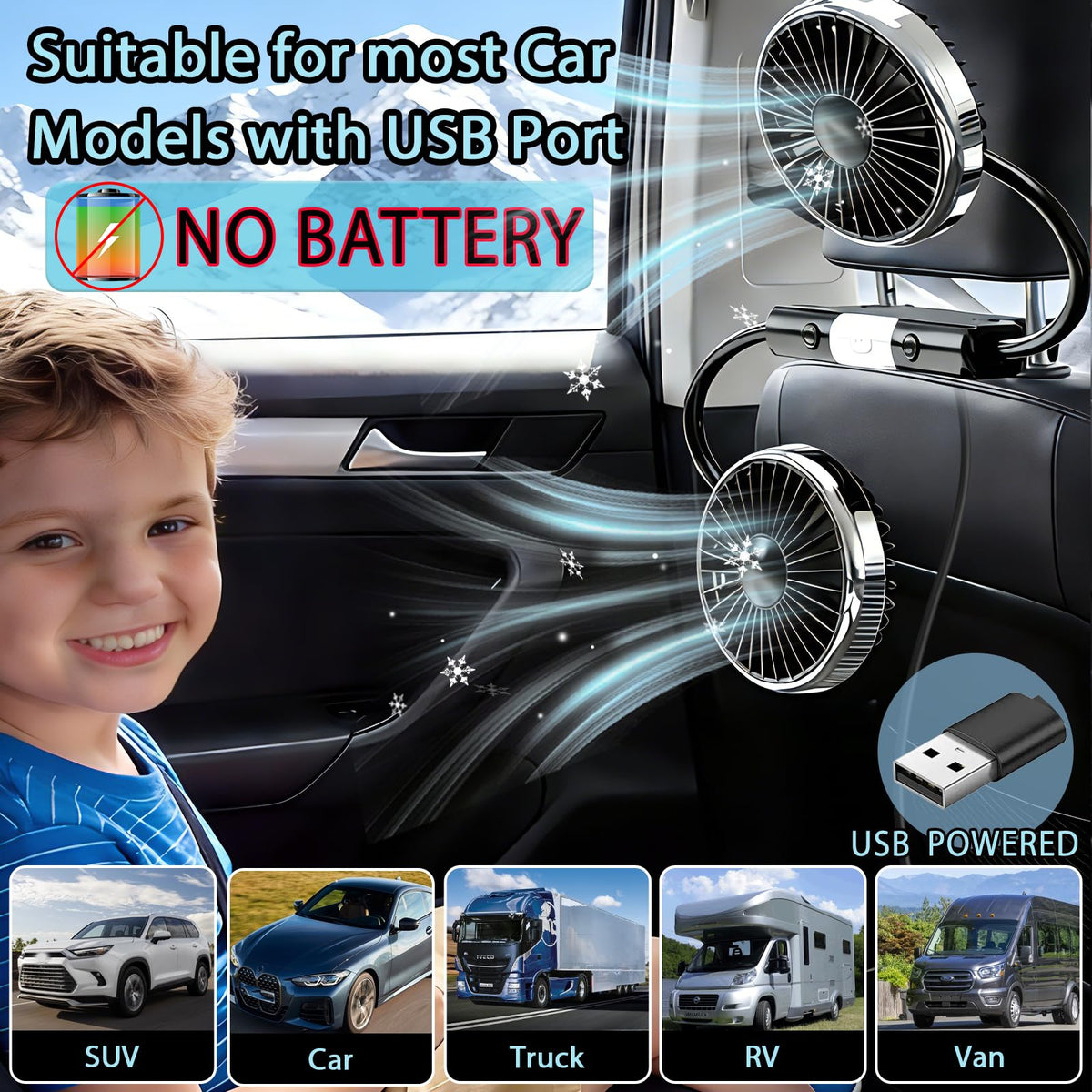 Car Backseat Fans E1872