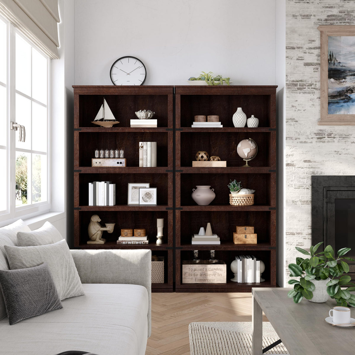 5-Tier Metal Bookcase with Adjustable Shelves N273