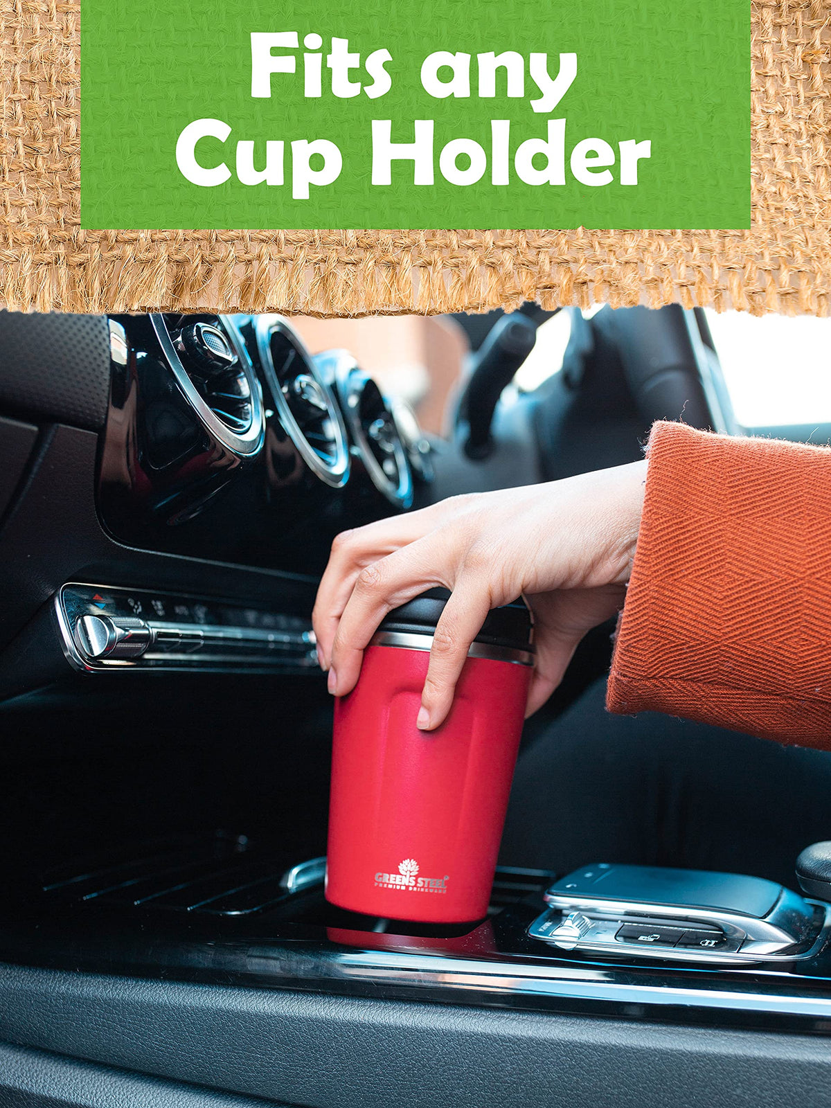 16 oz Black Stainless Steel Insulated Coffee Cup with Lid and Handle H360