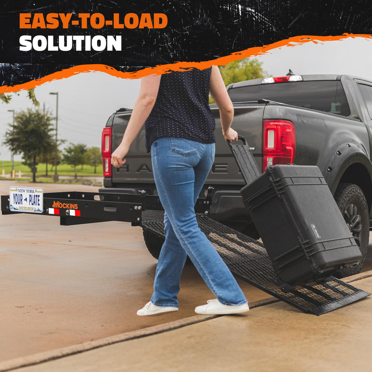 500lb Capacity Trailer Hitch Cargo Carrier with Ramp O5335