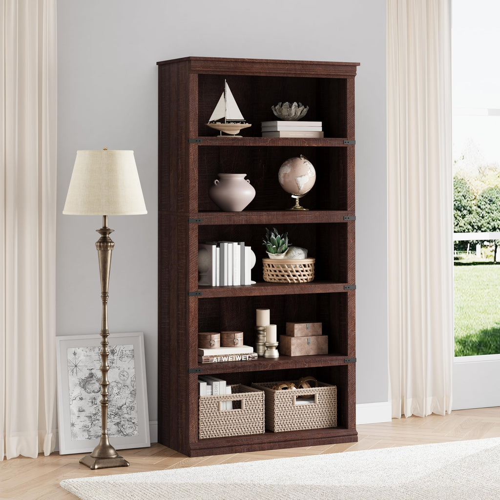 5-Tier Metal Bookcase with Adjustable Shelves N273