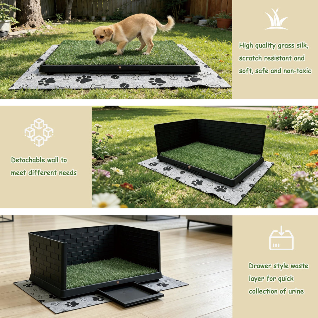 Dog Grass Pad with Tray, 30" X 20", with 2 Reusable Grass Pads Q94444